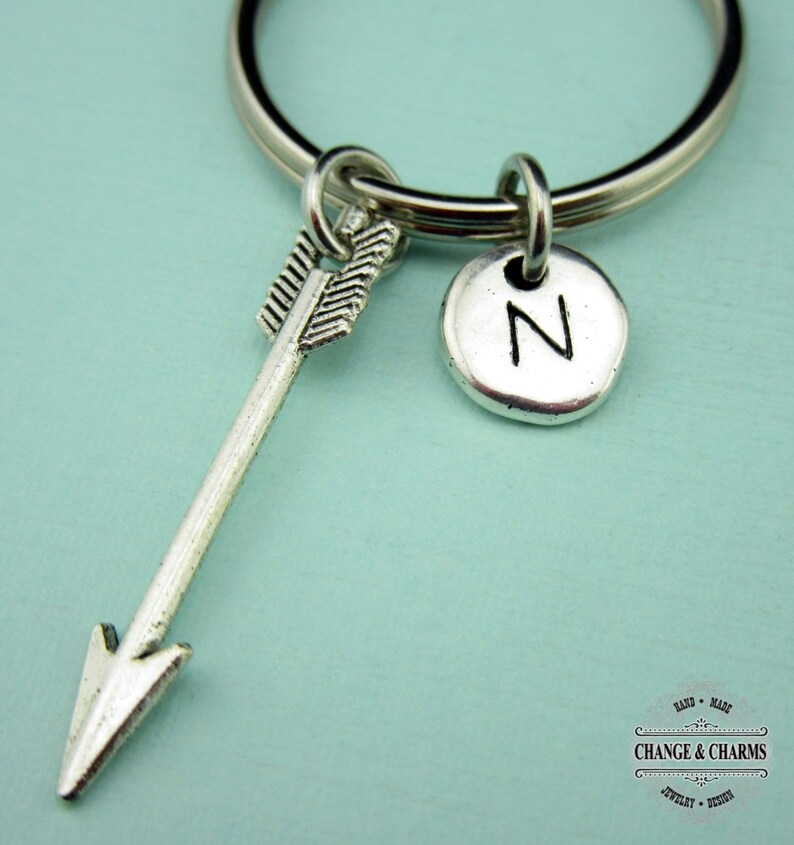 Arrow Keychain Arrow Charm Arrow Custom Keychain Silver Etsy