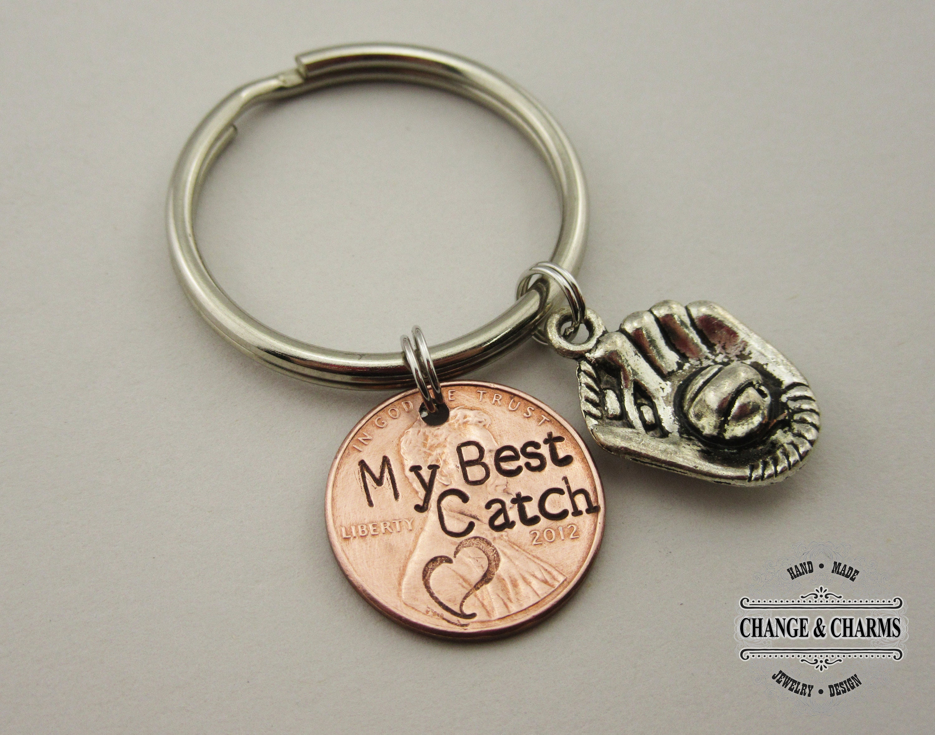 Baseball Mitt Keychain Penny Keychain Gift for Boyfriend Etsy