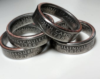 US State Quarter Ring, State Quarter Ring, Coin Ring, Coin Jewelry, State Coin Ring, State Ring, Coin, Gift for Men, Unique Jewelry