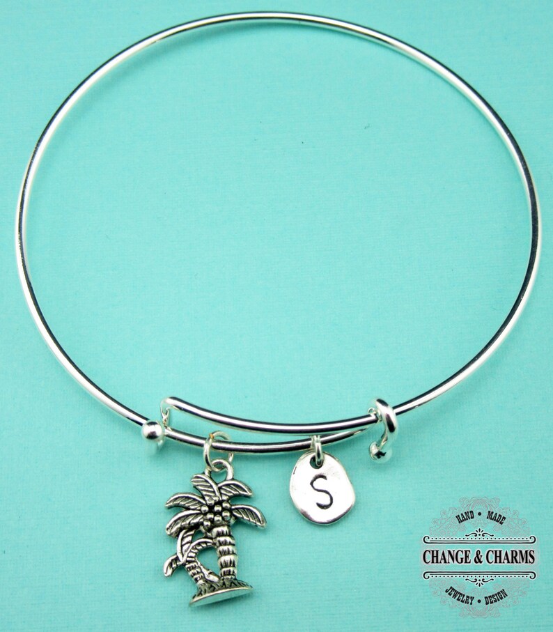 Palm Tree Bangle Palm Tree Bracelet Palm Tree Charmtropical Etsy