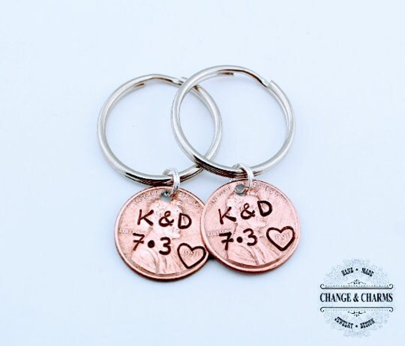 Personalized Lucky Penny Keychain, Girlfriend, Boyfriend, Anniversary Gift, For Him, Husband, Wife Gift, Wedding, Custom Gift,Lucky Keychain image 2