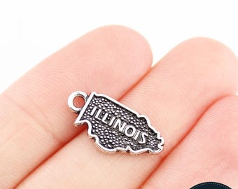 4 Illinois Charms Antique Silver Tone-2441