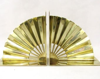 Vintage Brass Fan Shaped Bookends