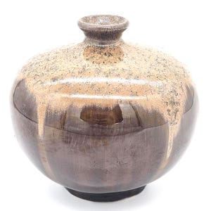 Vintage Brown Tan Metallic Pottery Vase