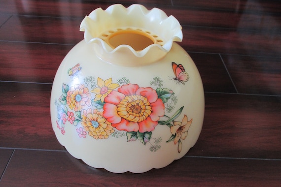 Vintage Yellow Hurricane Student Lamp Shade, Light Yellow Floral & Butterflies, 1970s Decor, Replacement Lamp Shade Creative Industries Vintage Yellow Hurricane Student Lamp Shade, Light Yellow Floral & Butterflies, 1970s Decor, Replacement Lamp Shade Creative Industries