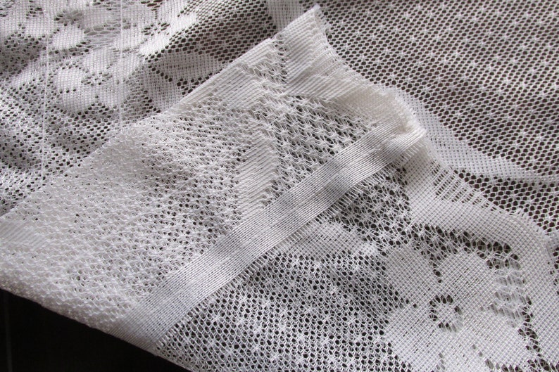 Kitchen Curtains 3 Panel Small Window Scalloped Curtain Sheer Curtains White Lace Valence Vintage Lace Curtains Floral Lace Fabric