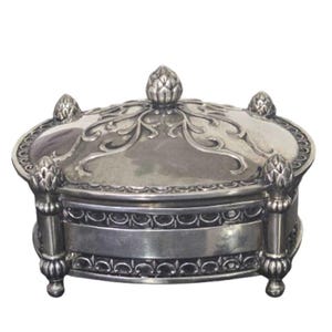 Vintage Velvet Lined Silver Plated Footed Jewelry Box