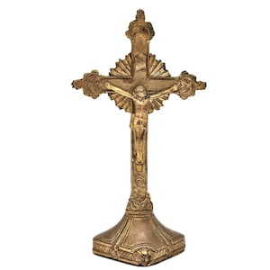 Antique Metal Cross Crucifix Skull and Crossbones