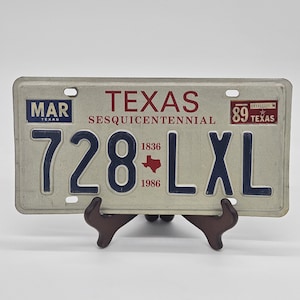 Vintage Texas Sesquicentennial License Plate 1836 1986