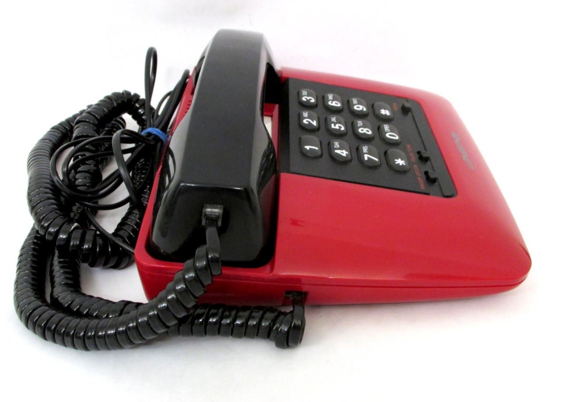 Vintage Red & Black Push Button Landline Phone Untested Etsy