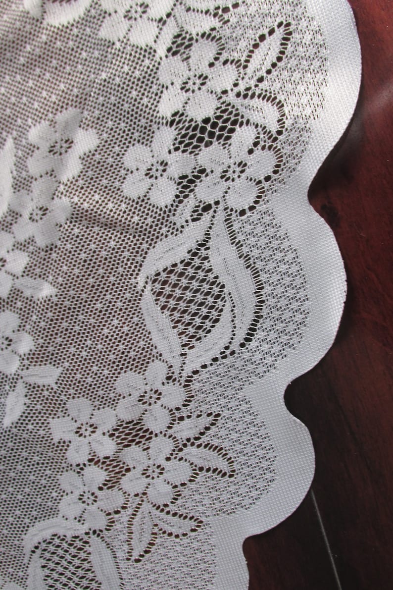 Kitchen Curtains 3 Panel Small Window Scalloped Curtain Sheer Curtains White Lace Valence Vintage Lace Curtains Floral Lace Fabric