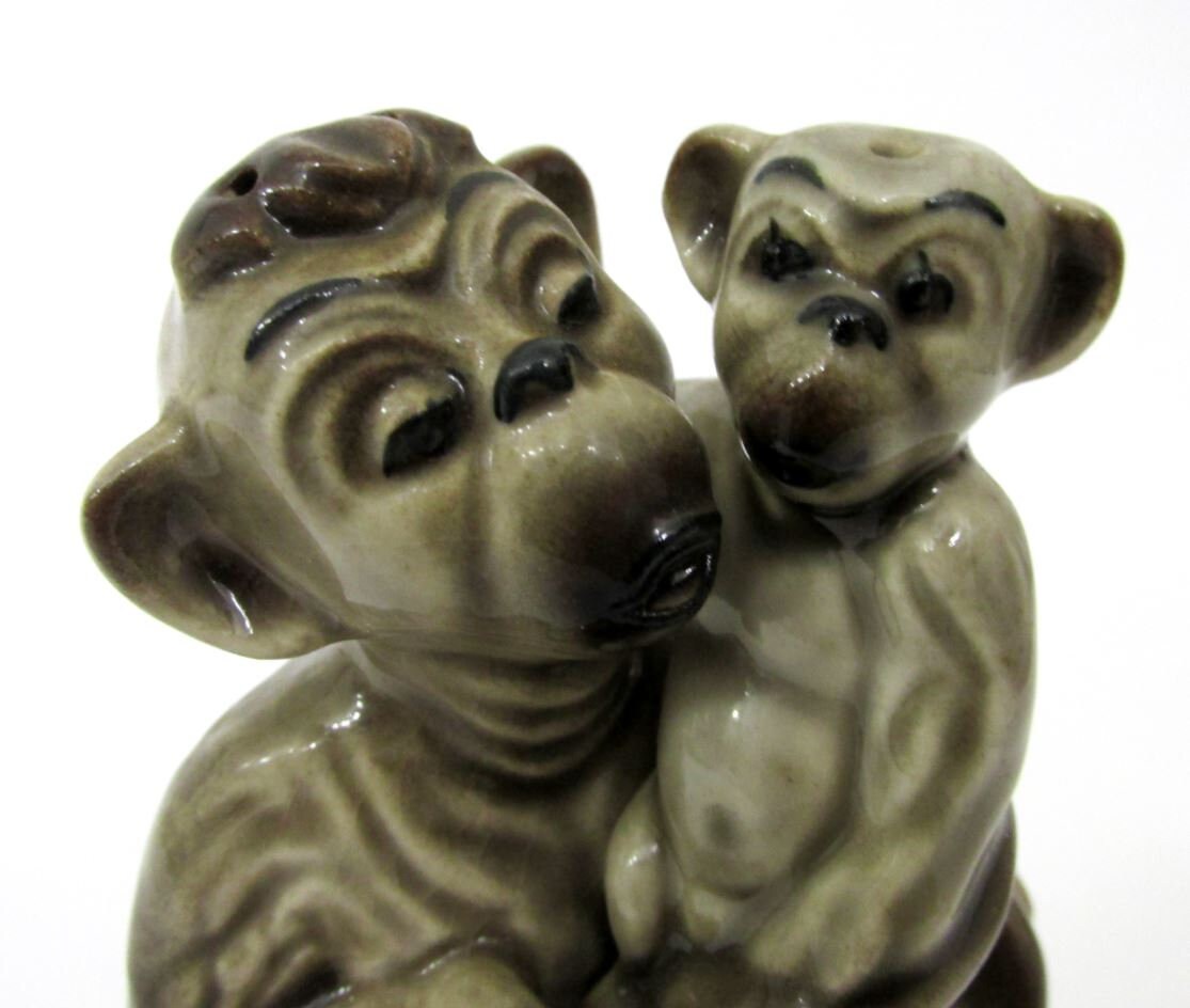 Vintage Monkey & Baby Salt and Pepper Shakers Ceramic Arts Etsy