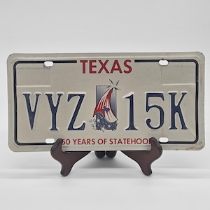 Vintage Texas License Plate 150 Years of Statehood