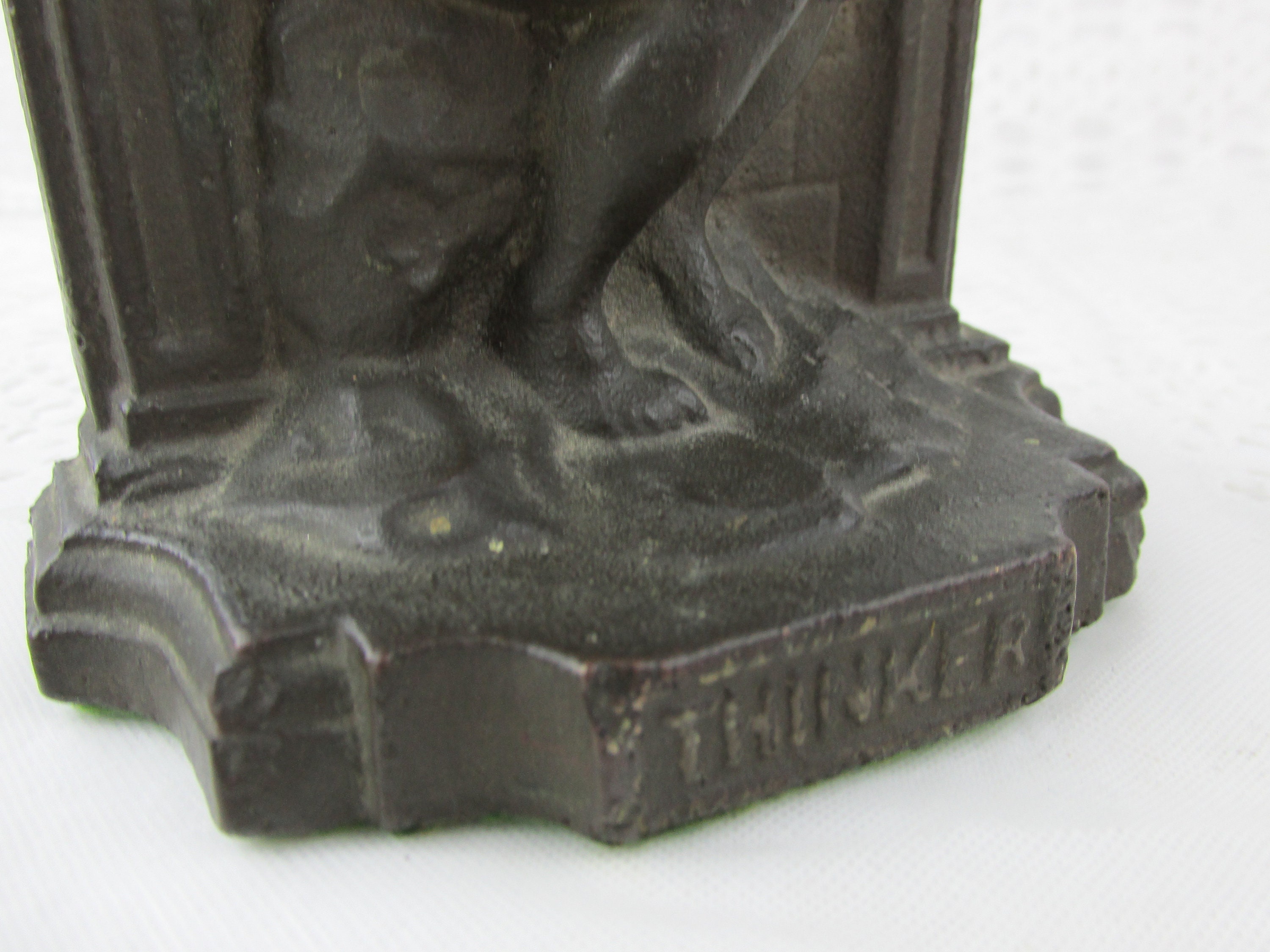 Vintage Heavy Bronze Metal Bookend The Thinker Bookend Etsy