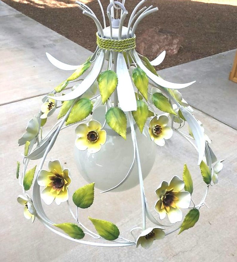 Vintage Hanging Metal Swag Lamp Light Image 0