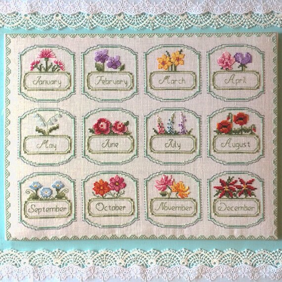 Cross Stitch Flower of the Month Sampler PDF Pattern Etsy