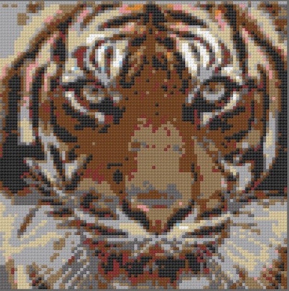 Lego Tiger Mosaic Portrait - Etsy