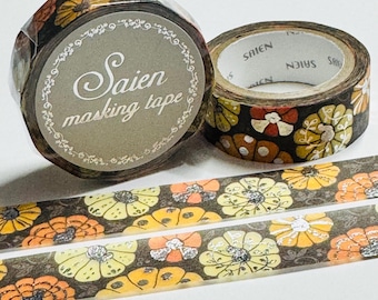 SILVER FALL PUMPKINS & Guords Saien Masking Washi Tape ~ 1 Roll ~ 15mm x 7m (23 Feet)