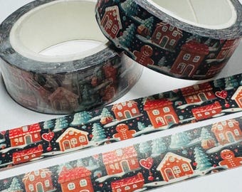 GINGERBREAD COUNTRY VILLAGE Christmas Washi Tape ~ 1 Roll ~ 15mm x 10m (33 Feet)