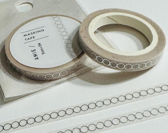 DELICATE TAMBOURINE CONCENTRIC Circles in Silver Foil World Craft Skinny Washi Tape ~ 1 Roll ~ 5mm x 5m (16 Feet)