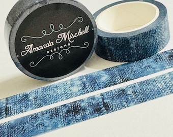 TEXTURED LOOK DENIM Blue Jeans Washi Tape - 1 Roll - 15mm x 10m (33 Feet)