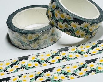 MARGARITAS DANZANTES DE NOCHE Cinta Washi ~ 1 rollo ~ 15 mm x 10 m (33 pies)