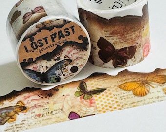 VINTAGE FLORA & FAUNA Scorched Die Cut Washi Tape ~ 1 Roll ~ 35mm x 2m (7 Feet)