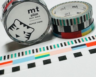 PAPIER TIGRE RUBENS Collage Mt Washi Tape ~ 3 Rolls ~ 6mm x 5m x 3 (15 Feet) Each