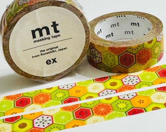 KIWI HEXAGON FRUITS Mt Washi Tape - 1 Roll  - 15mm x 7m (23 Feet)
