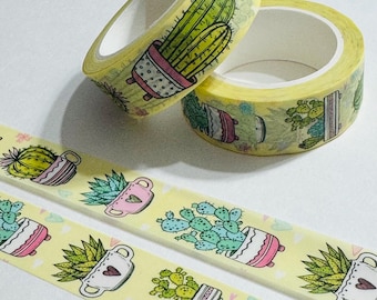 BRIGHT & PLAYFUL CACTUS (Cacti)  Washi Tape ~ 1 Roll ~ 15mm x 10m (33 Feet)
