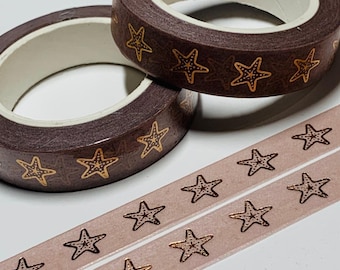 STARFISH SEA SHELLS Rose Gold Foil Washi Tape ~ 1 Roll ~ 10mm x 10m (33 Feet)