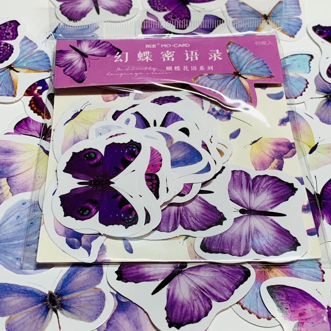 VIOLET FLUTTER of BUTTERFLIES Peelable Stickers ~ 45 Pieces ~ Each ...