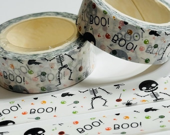 TRICK Or TREATING SKELETON Halloween Washi Tape ~ 1 Roll ~ 15mm x 10m (33 Feet)