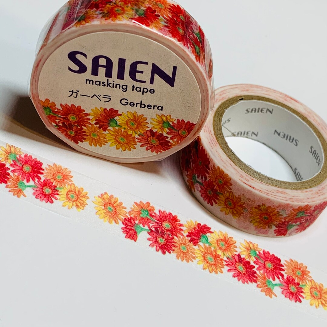 GERBERA DAISIES FLORAL Saien Masking Washi Tape 1 Roll Etsy