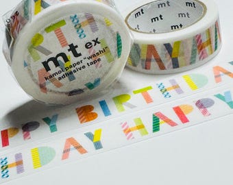 HAPPY BIRTHDAY CELBRATION Mt Washi Tape ~ 1 Roll ~ 15mm x 7m (23 Feet)