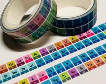 PERIODIC TABLE SCIENTIFIC Washi Tape ~ 1 Roll ~ 15mm x 5m (16 Feet)