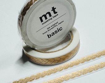 GOLD BRAID METALLIC Thin Mt Washi Tape ~ 1 Roll ~ 7mm x 7m (23 Feet)
