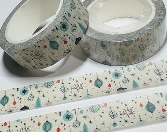 Adornos colgantes retro y árboles artificiales Cinta washi navideña ~ 1 rollo ~ 15 mm x 10 m (33 pies)