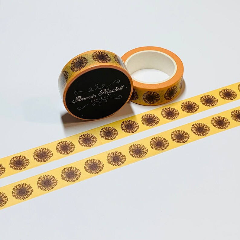 BLOOMED SUNFLOWER HEADS Custom Washi Tape ~ 1 Roll ~ 15mm x 10m 33 Feet