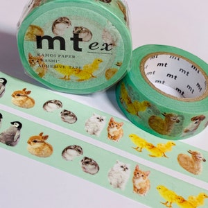 LOVABLE BABY ANIMALS Mt Washi Tape ~ 1 Roll ~ 18mm x 10m (33 Feet)