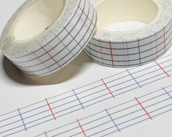 ¡NUEVO TAMAÑO! Cinta Washi Rayada para Cuaderno (1 Rollo, 15 mm x 10 m)