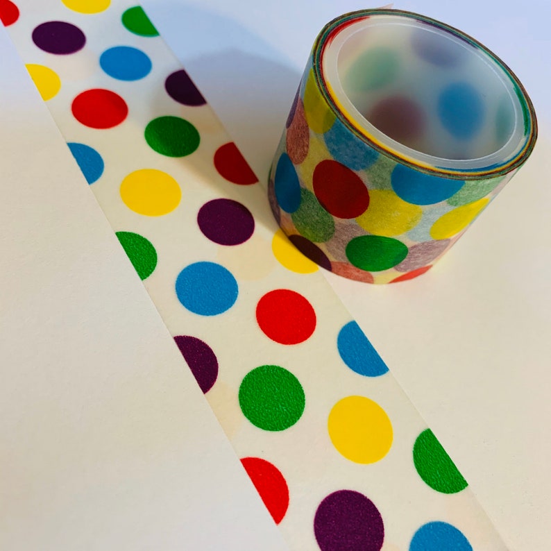 LARGE BIRTHDAY POLKA Dots Washi Tape Perfect For Celebration Scrapbooking and Memory Keeping Art Travel Junk Bullet Journal Notebook Crafts