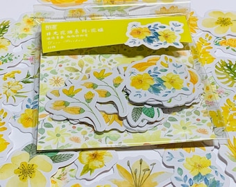 YELLOW BOUQUET Of FLOWERS Peelable Stickers  ~ 45 Pieces ~ Each Sticker is Approximately 40mm