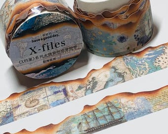 VINTAGE CHARTER MAP Scorched Die Cut Washi Tape ~ 1 Roll ~ 25mm x 3m (10 Feet)