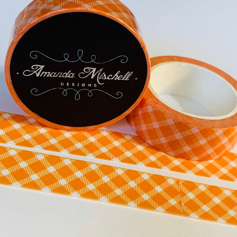 HALLOWEEN ORANGE PLAID Custom Washi Tape 1 Roll For Planners Bullet Art Junk Journals Travel Notebooks Lesson Plan Scrapbooking Mixed Media