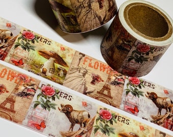 VINTAGE COLLAGE MEMORABILIA Washi Tape ~ 1 Roll ~ 30mm x 5m (16 Feet)