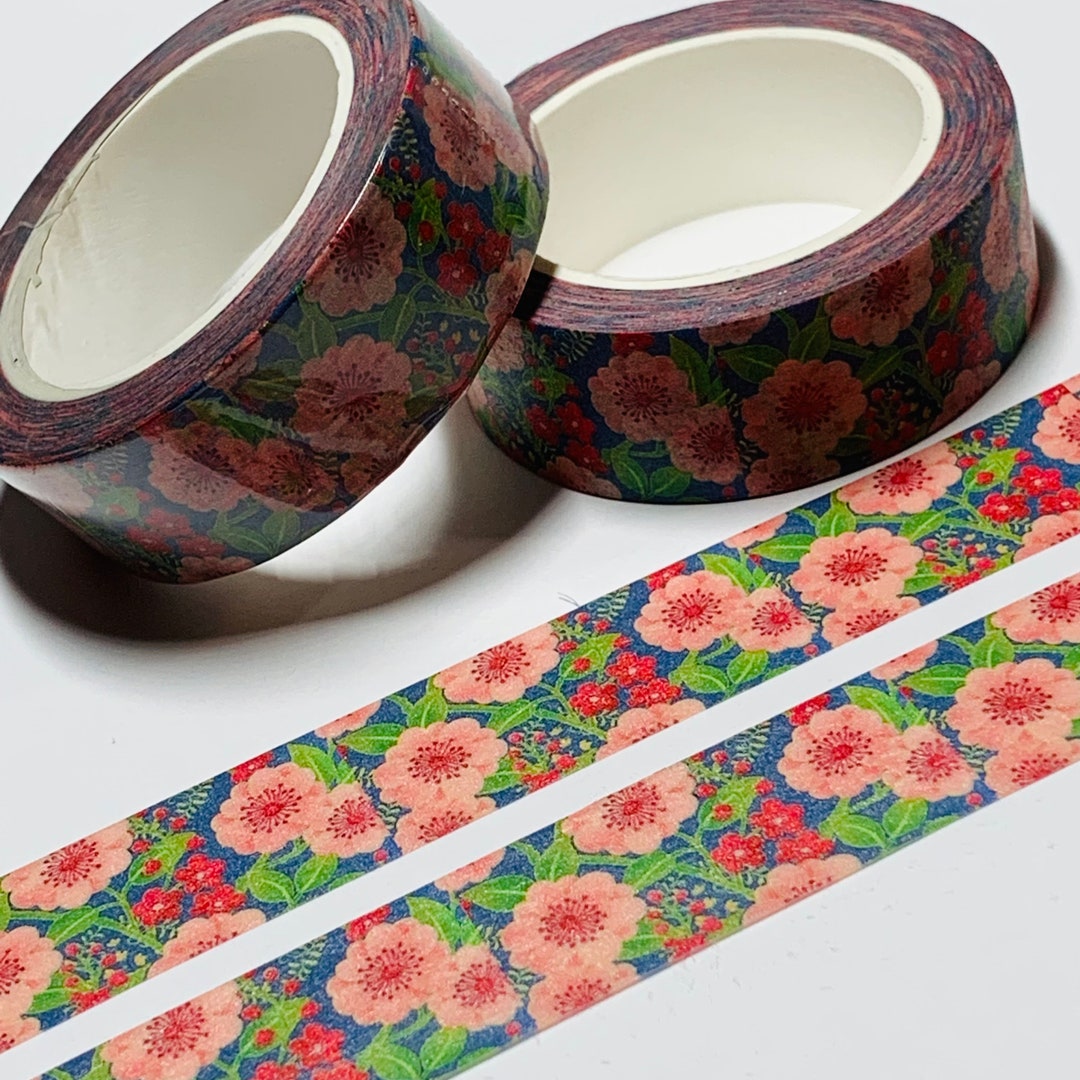 PINK and RED FLORAL Print Flowers Washi Tape ~ 1 Roll ~ 15mm X 10m (33 ...