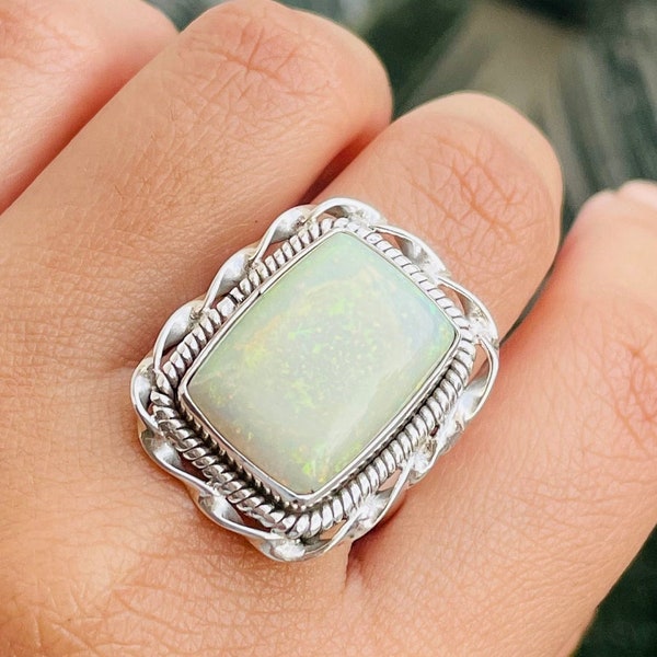 Sterling Opal silver ring, all size, Monarch Australian Opal|Boulder Opal Australian, rings for woman, gifts for her ,Handmade jewelry