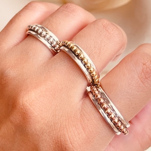 Gold Filled Fidget Spinner Ring Bands, Thumb Fidget ring, Anti Tarnish everyday spinner ring