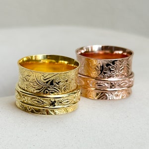 Flower Spinner Ring for Women, Silver Spinner Rings,  Spinner Rings for women, Thumb Ring, Meditation ring, Gift for her, Women ring